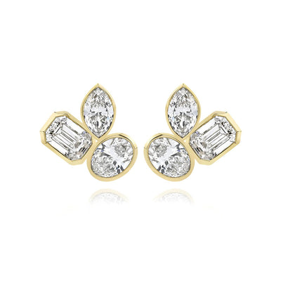 Multi Shape Bezel Set Diamond Earrings