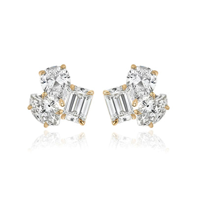 Multi Shape Prong Set Diamond Earrings