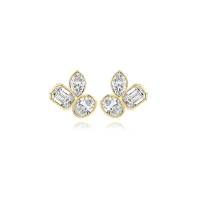 Multi Shape Bezel Set Diamond Earrings - Small