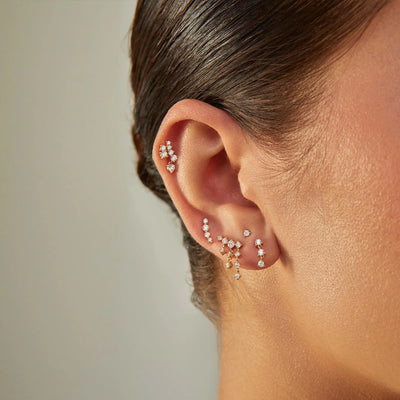 Diamond Cluster Dangle Stud Earrings