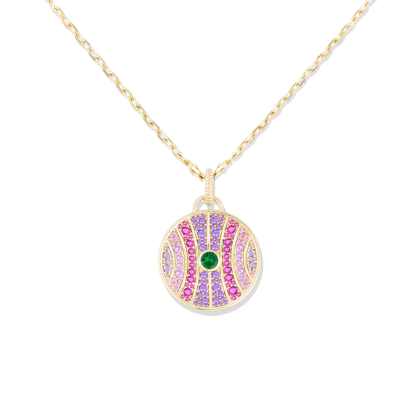 Revel Large Dimensional Pendant Necklace - Tsavorite, Amethyst, Sapphire & Garnet
