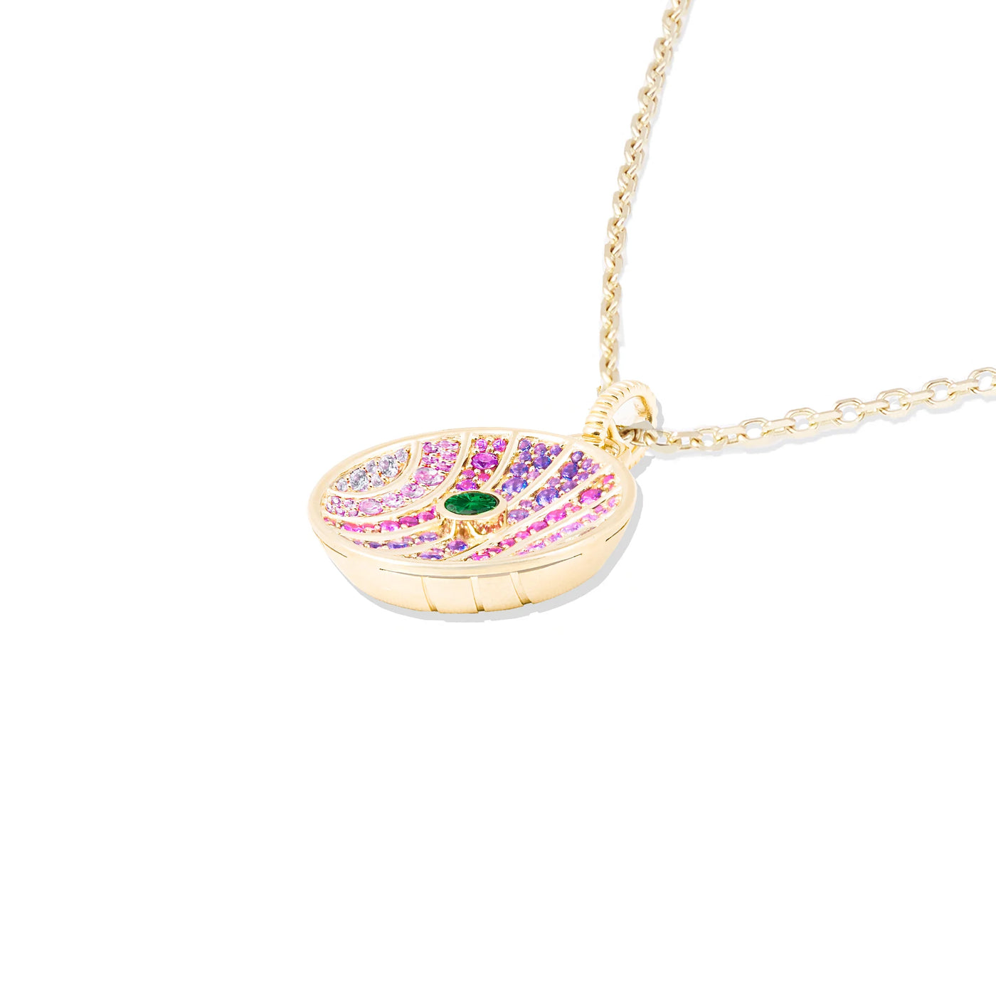 Revel Large Dimensional Pendant Necklace - Tsavorite, Amethyst, Sapphire & Garnet