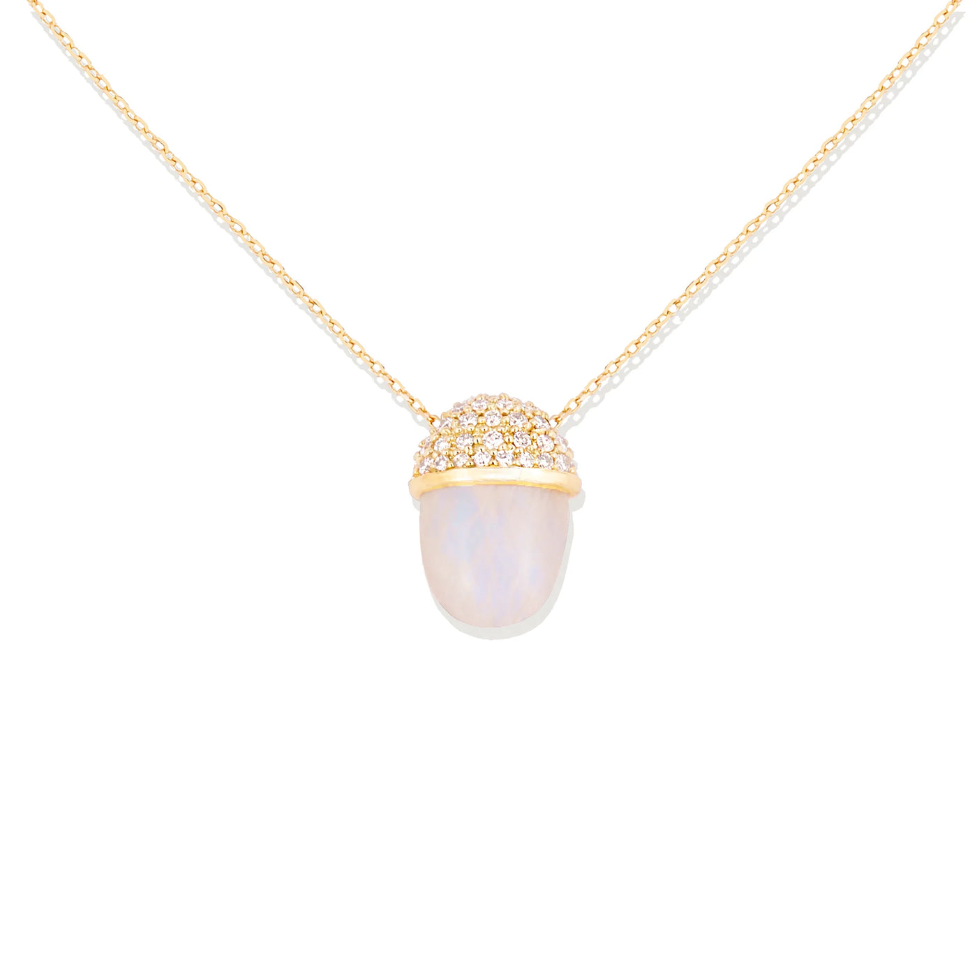 Found Cap Pendant Necklace - Moonstone