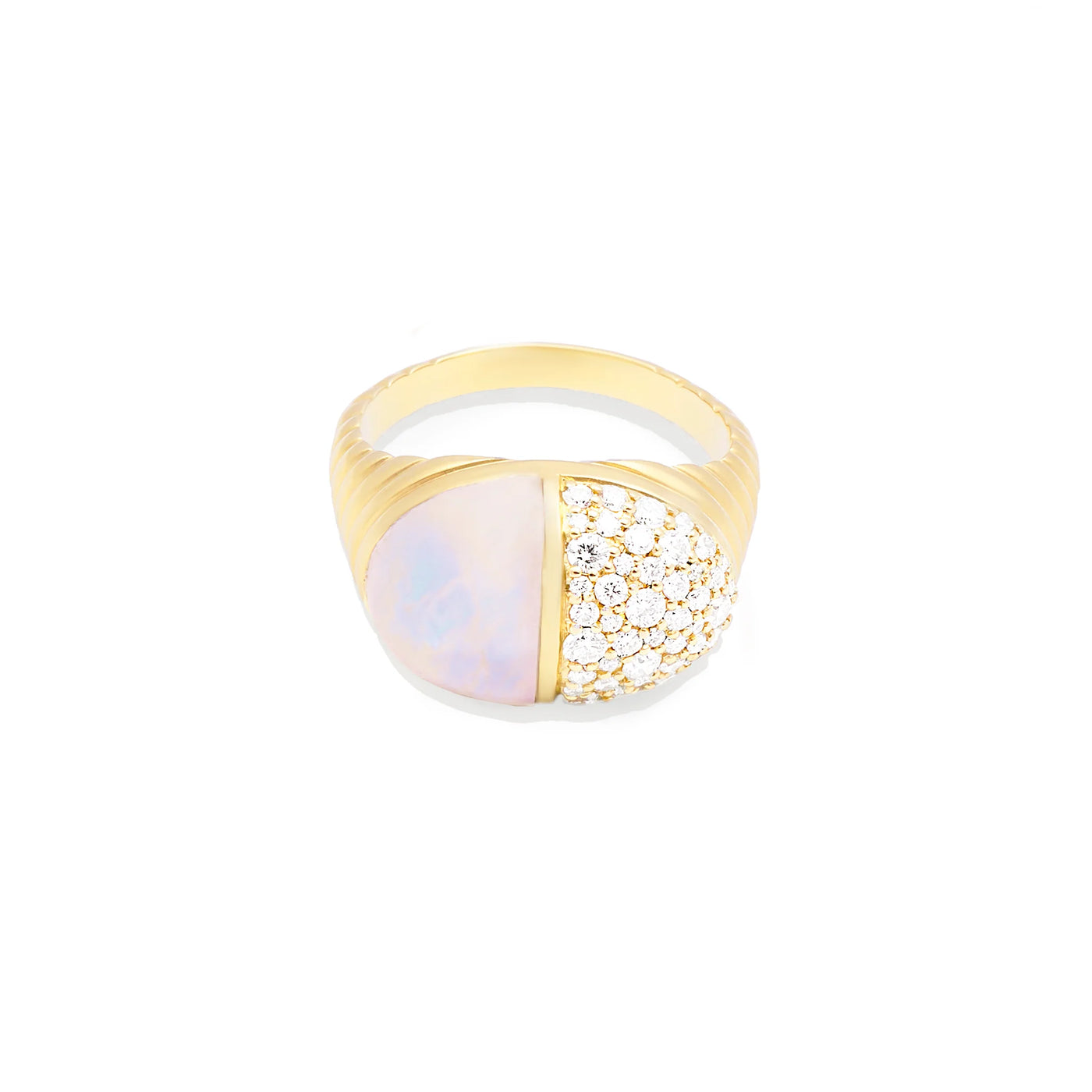 Found Cap Cocktail Ring - Moonstone & Diamond