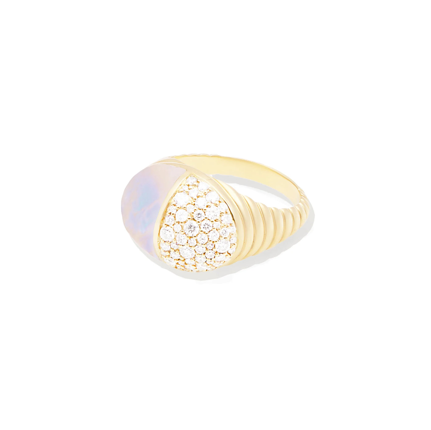 Found Cap Cocktail Ring - Moonstone & Diamond