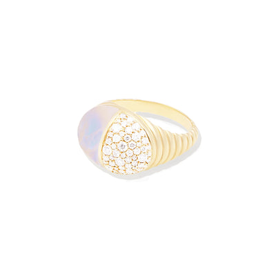 Found Cap Cocktail Ring - Moonstone & Diamond