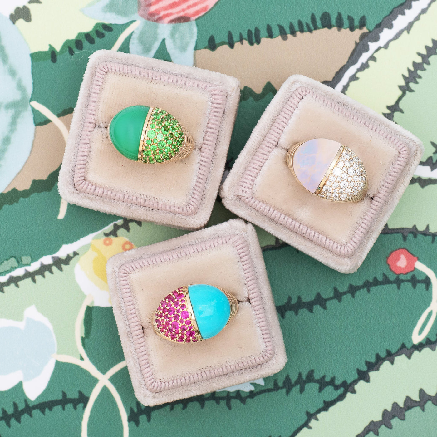 Found Cap Cocktail Ring - Moonstone & Diamond