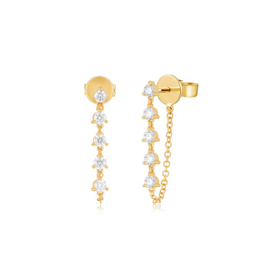 Five Diamond Chain Earrings