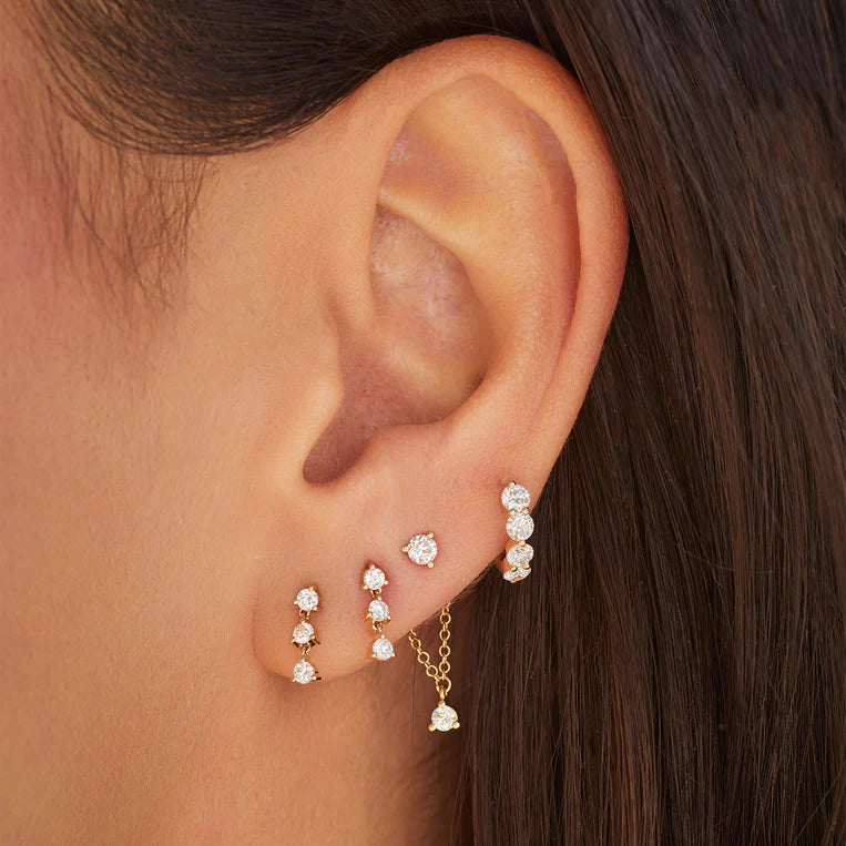 Three Diamond Chain Earrings