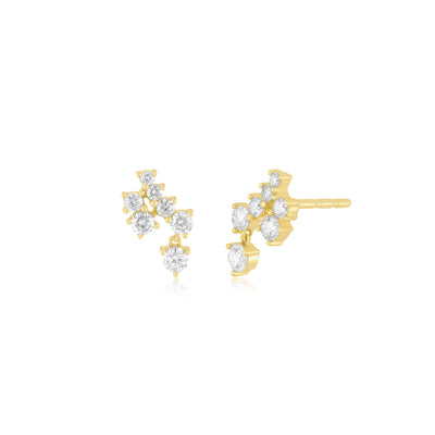 Diamond Cluster Dangle Stud Earrings