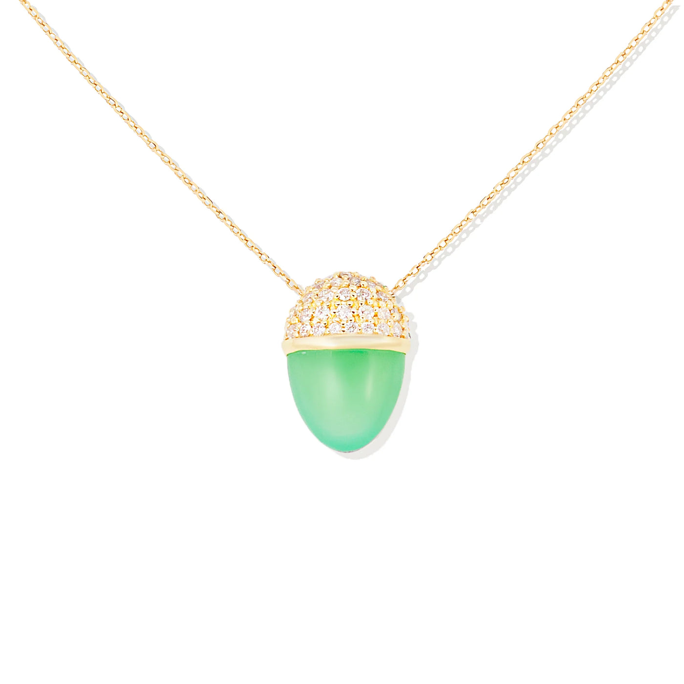 Found Cap Pendant Necklace - Chrysoprase