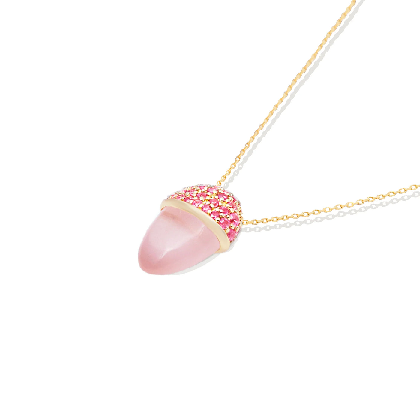 Found Cap Pendant Necklace - Rose Quartz