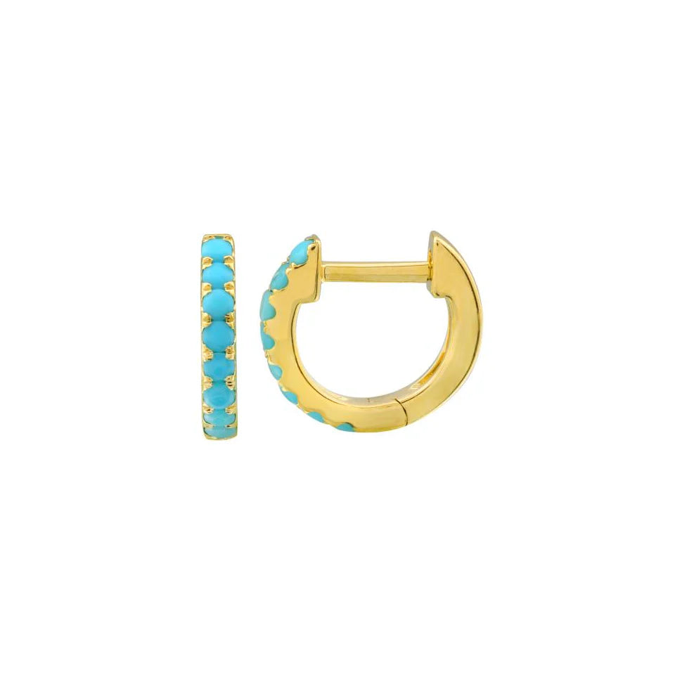 Turquoise Huggie Hoops