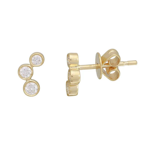Triple Bezel Diamond Curved Studs