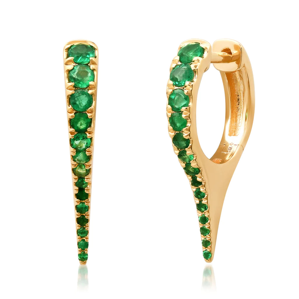 Emerald Spike Huggie Earrings