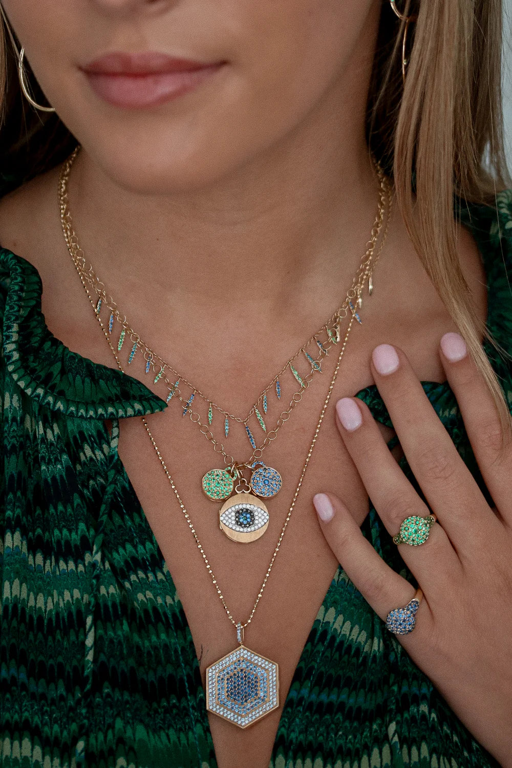 Sapphire Hex Locket Necklace