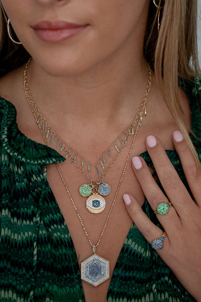 Sapphire Hex Locket Necklace