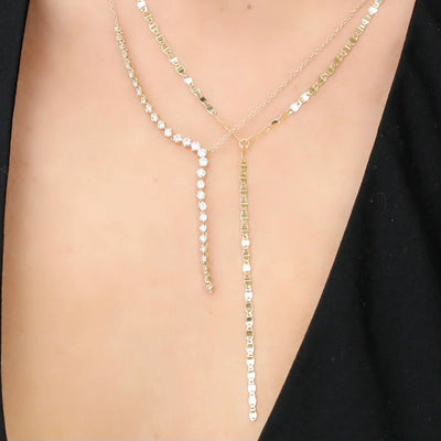 Asymmetrical Diamond Y Necklace