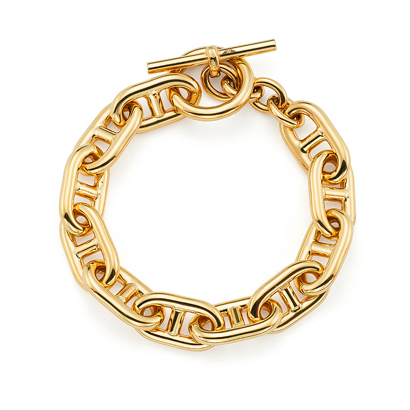 Gold Link Bracelet with T-Bar