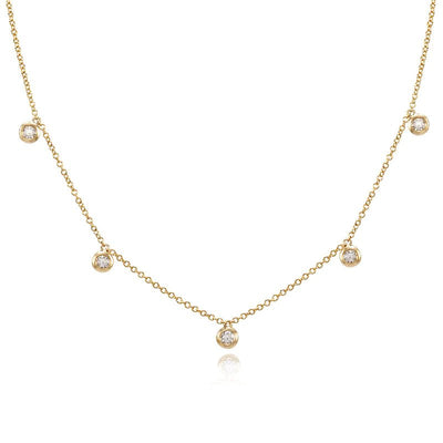 Five Bezel Diamond Dangle Necklace