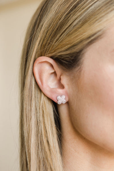 Diamond Clover Stud Earrings