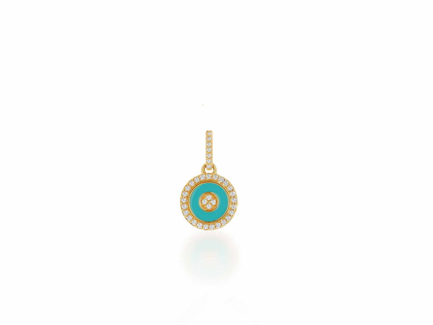 Diamond and Turquoise Enamel Circle Charm