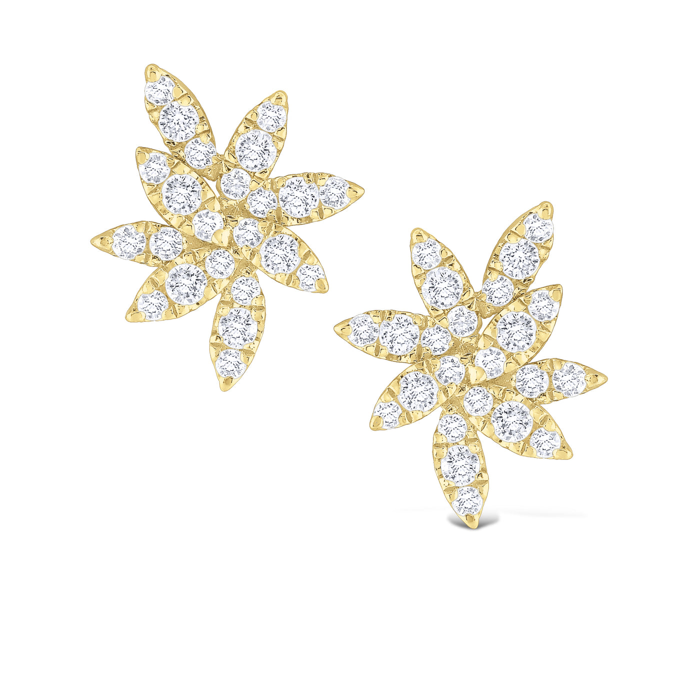 Diamond Cluster Leaf Earrings