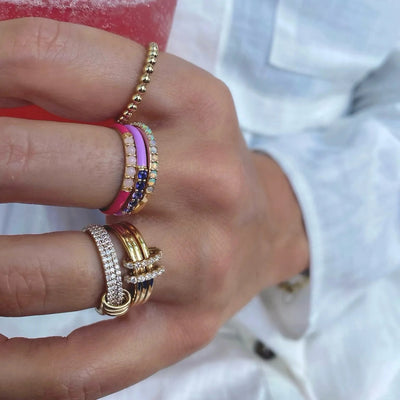 Diamond Bands with Gold Connectors