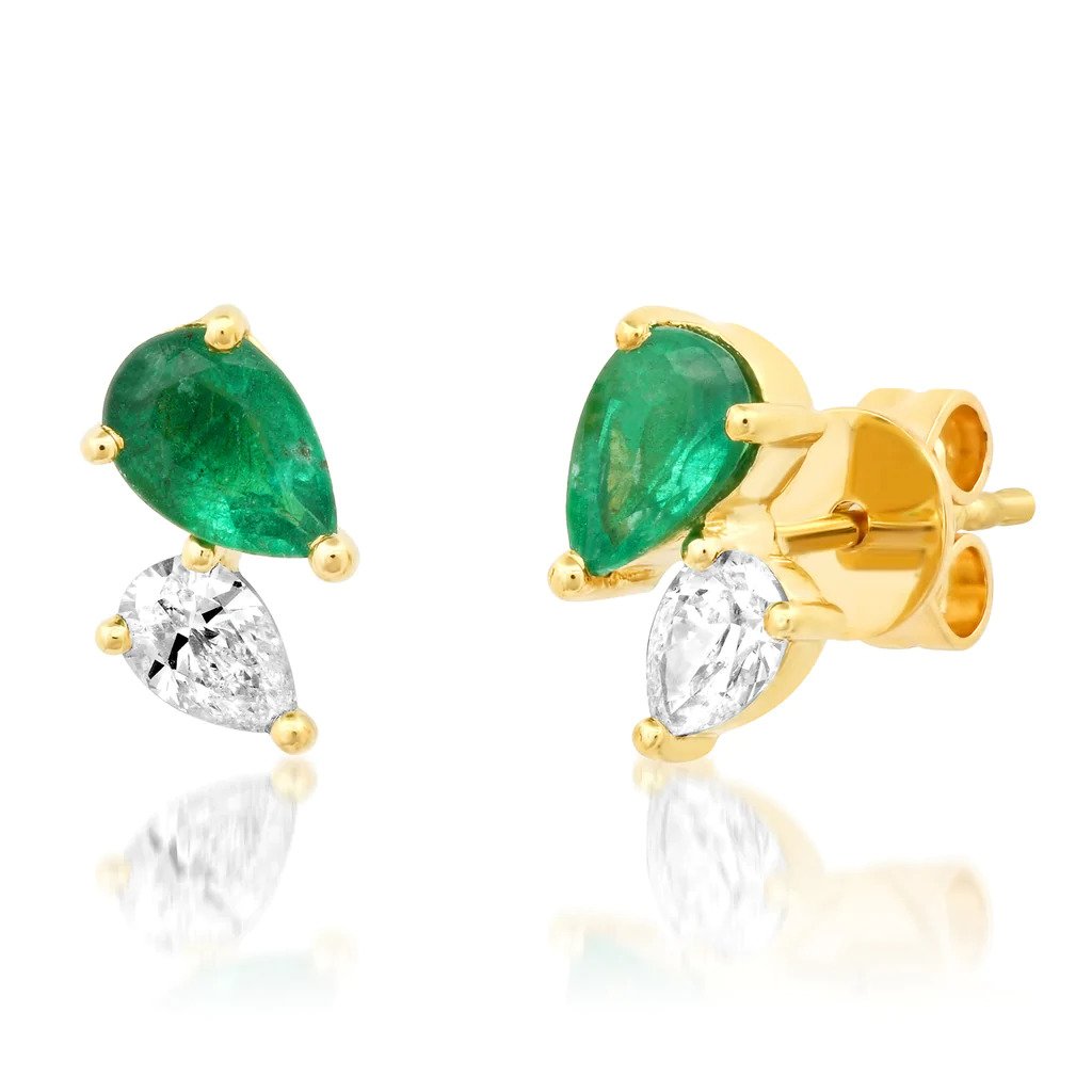Diamond Emerald Stud Earrings