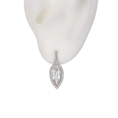 Topaz Diamond Elongated Heart Earrings WG