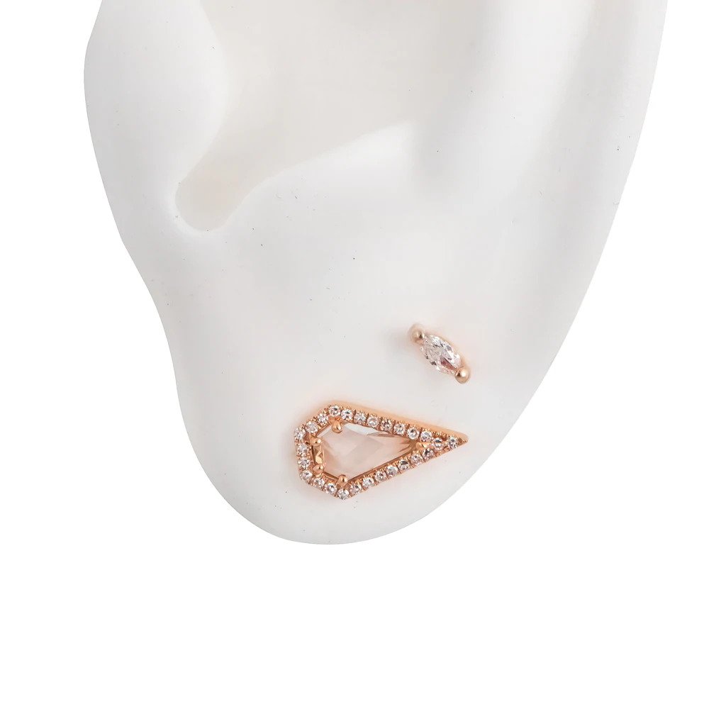 Topaz Diamond Coffin Stud Earrings