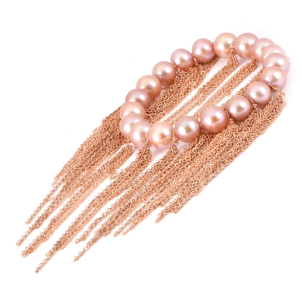 Pink Pearl Fringe Bracelet
