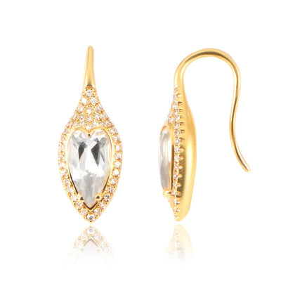 Topaz Diamond Elongated Heart Earrings