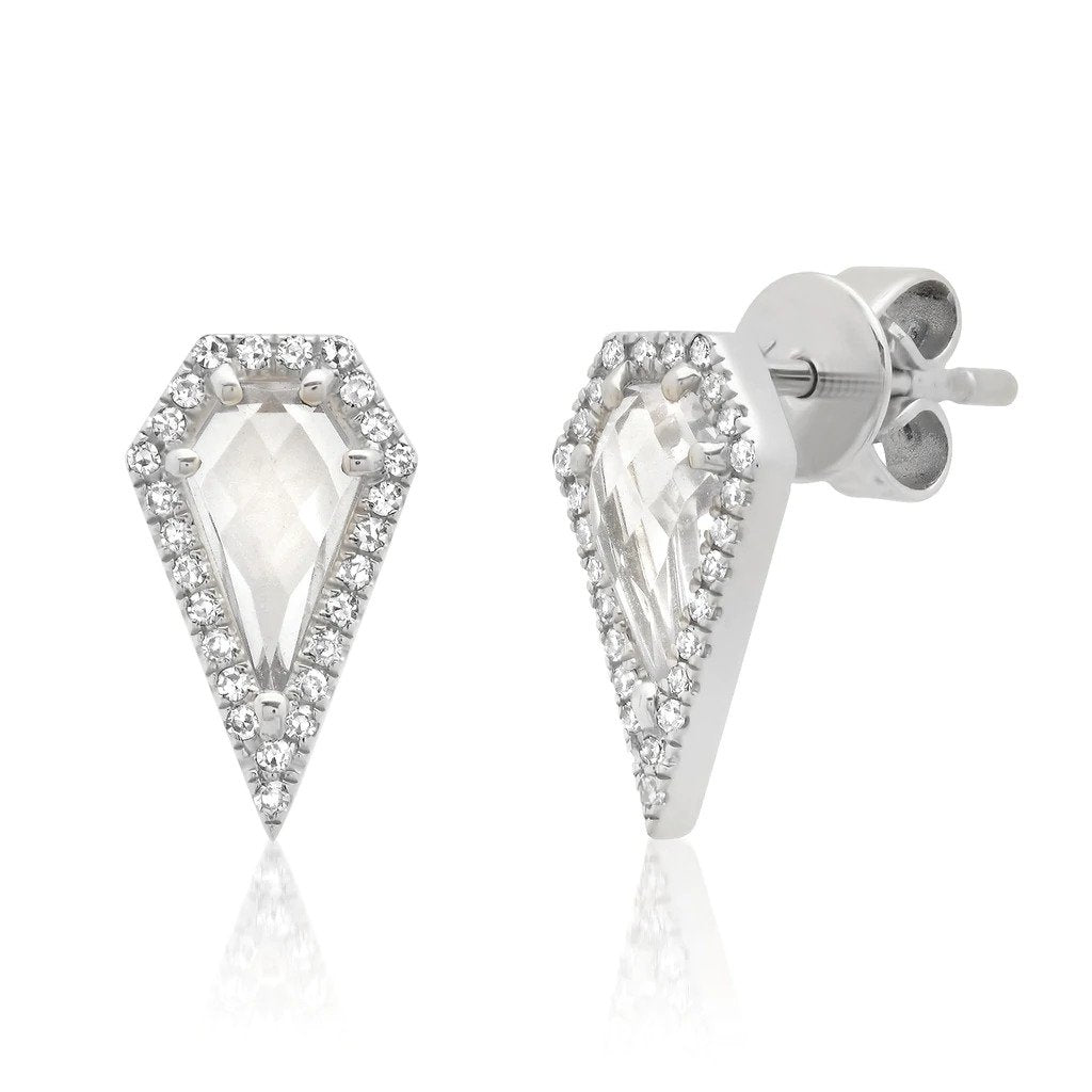 Topaz Diamond Coffin Stud Earrings