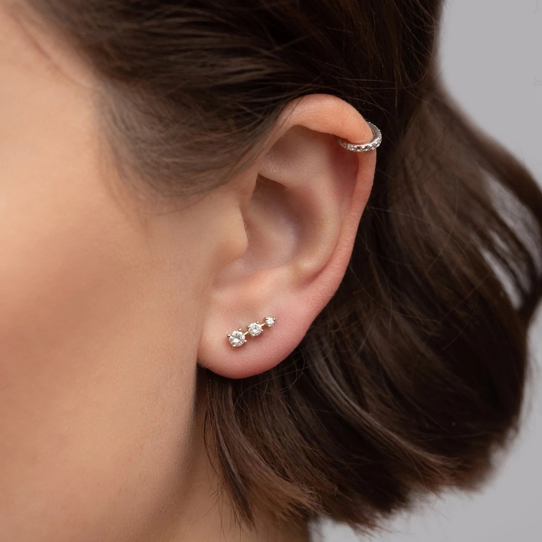Diamond trio earrings sales