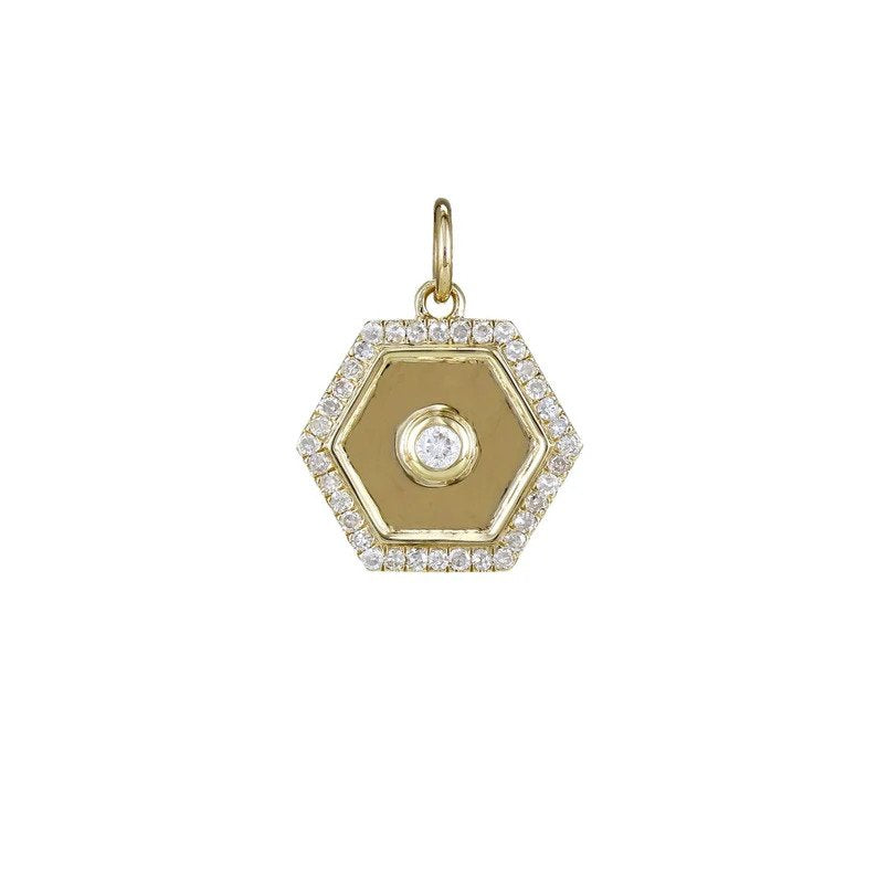 Mini Hexagon Diamond Bezel Charm